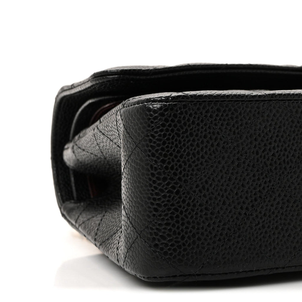 Caviar Quilted Medium Double Flap Black