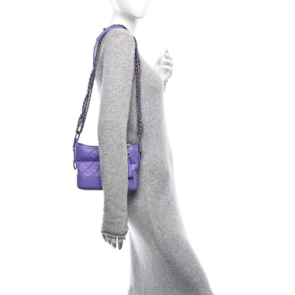 Aged Calfskin Quilted Small Gabrielle Hobo Purple