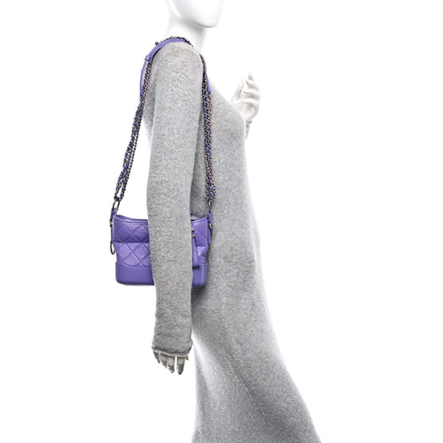 Aged Calfskin Quilted Small Gabrielle Hobo Purple