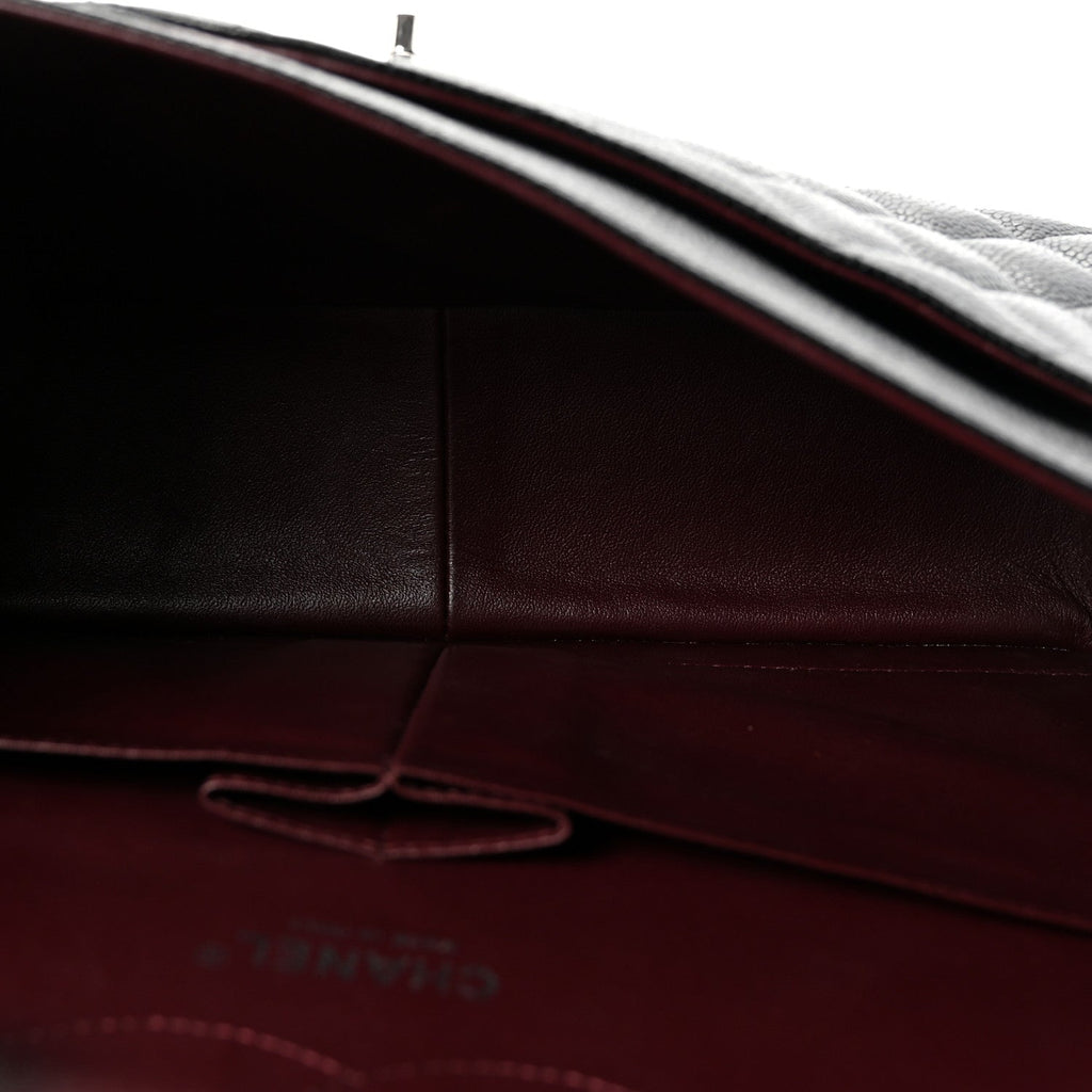 Caviar Quilted Jumbo Double Flap Black