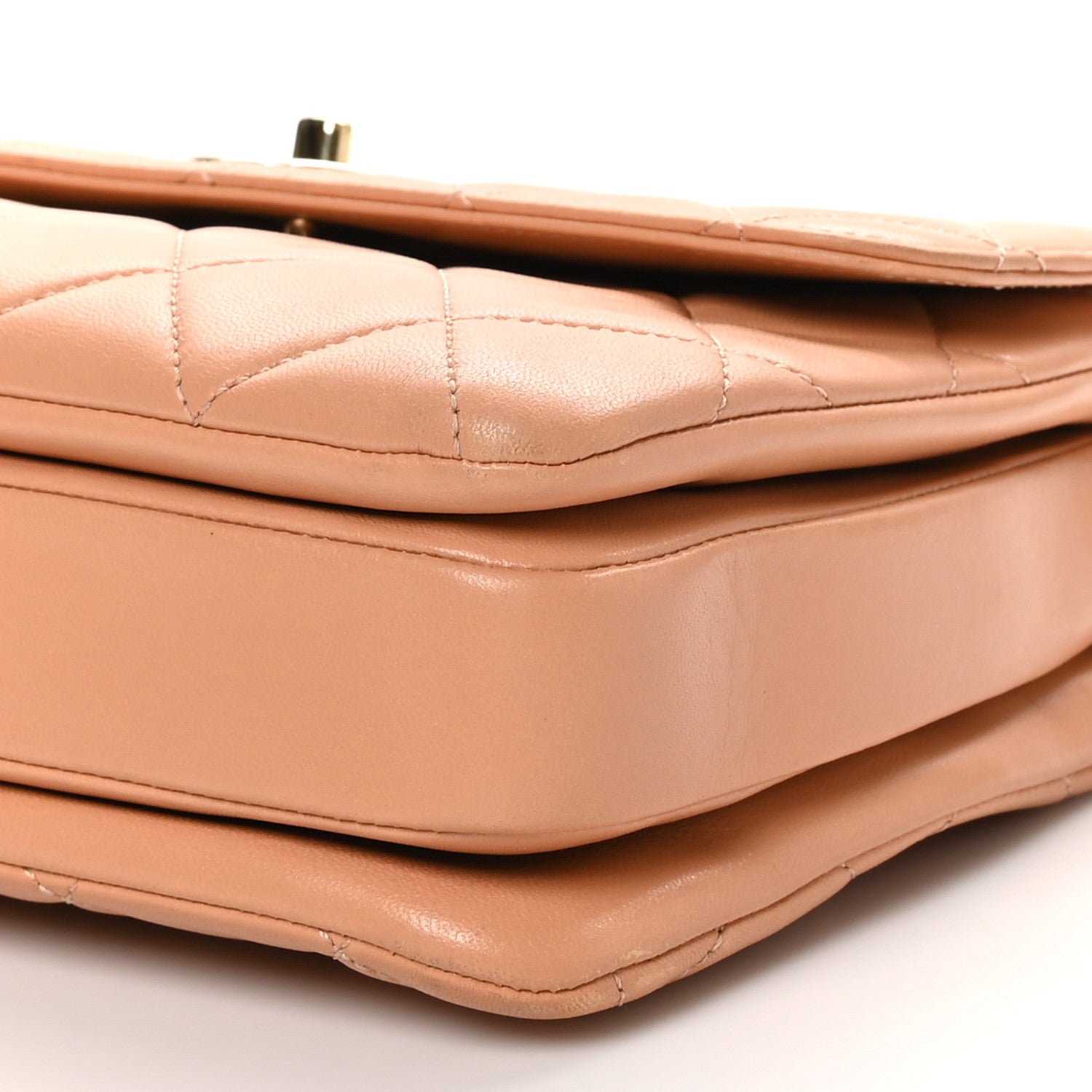 Lambskin Quilted Small Trendy CC Dual Handle Flap Bag Camel