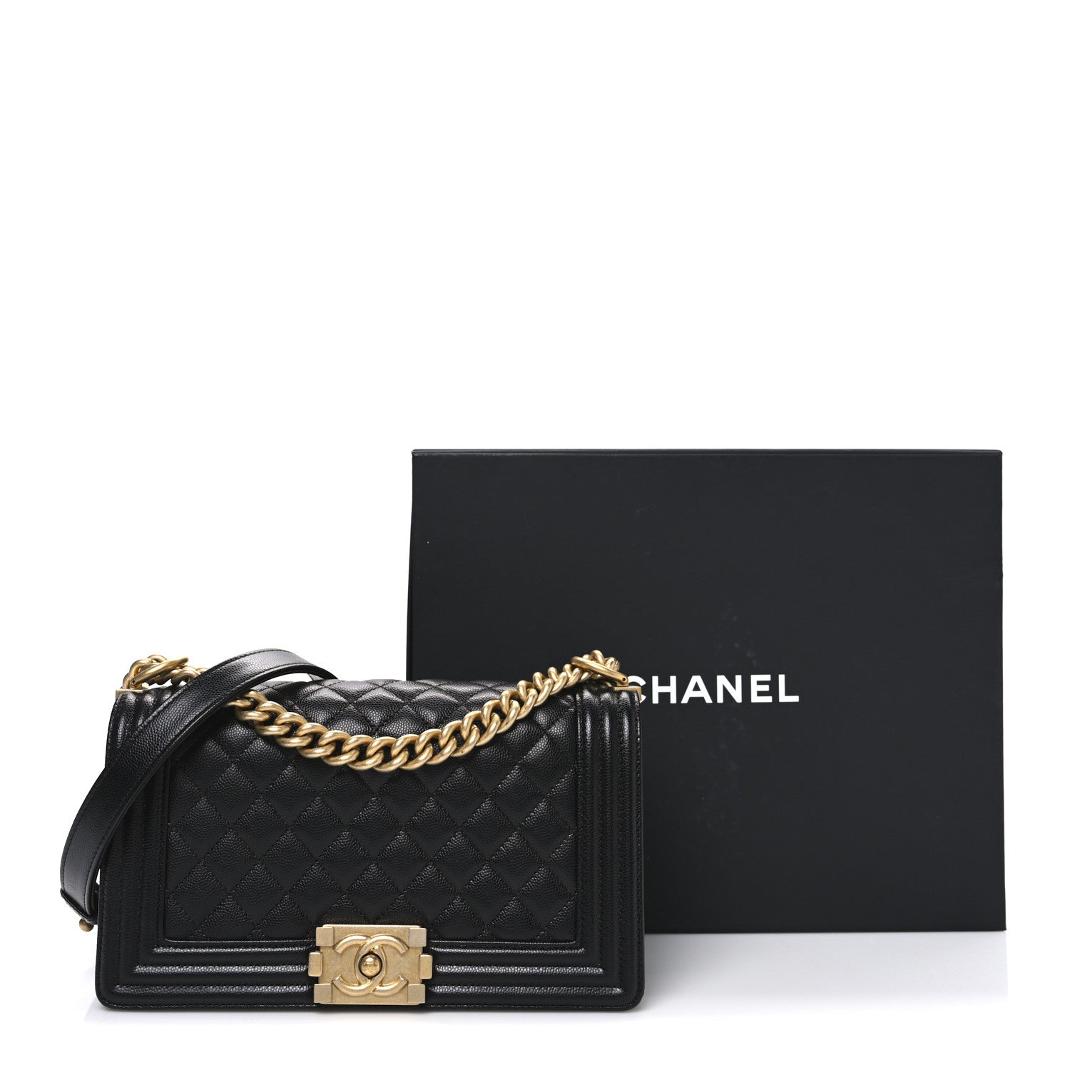 Caviar Quilted Medium Boy Flap Black